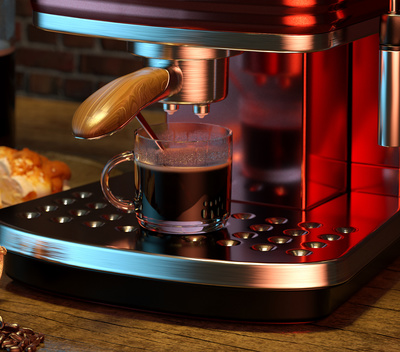 光影與蒸汽的交響 探索咖啡機(jī)照片級渲染的藝術(shù)與科技
